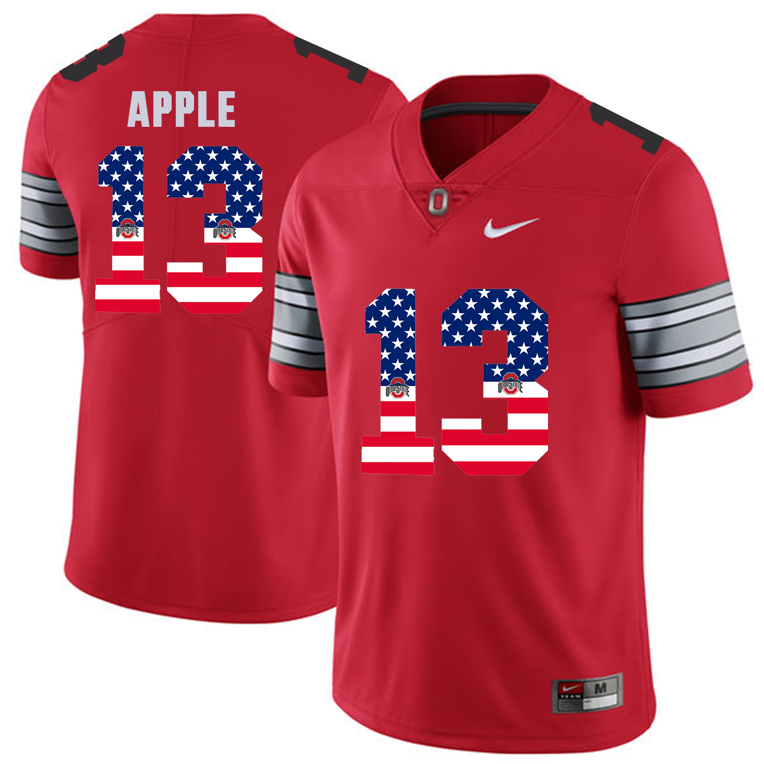 Men Ohio State 13 Apple Red Flag Customized NCAA Jerseys